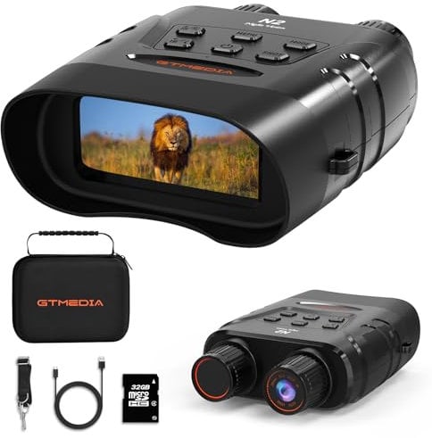 Rechargeable Night Vision Goggles,984FT 5×Digital Zoom Night Vision Binoculars with 32GB Memory Card,Photo,1080P Video Recording,IP66 Digital Infrared Binoculars for Hunting,Camping