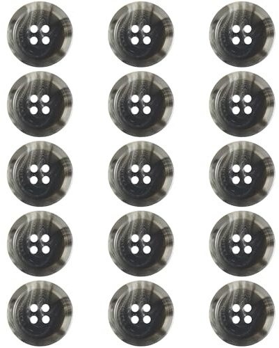 ftiemlovde 15 Stück 4 Loch Bunte Knöpfe zum Annähen Basteln(Grau 20mm)