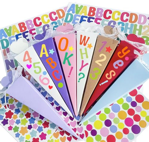 JOYEASE 32 Stück Schultüte Klein, Geschwister Schultüte Zuckertüte zum Befüllen, Faltbare Geschwistertüten mit 8 STK Dekorativen Aufklebern für die Einschulung zum Schulanfang