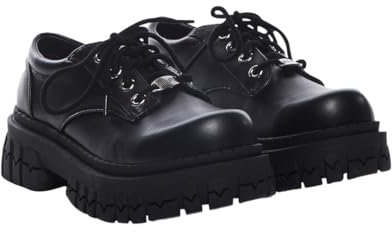 Dolls Kill Teen Craft Oxford Schuhe von Delia's - Schnürschuhe, klobige Plateauschuhe aus veganem Leder, perfekt für kantige Mode, Schwarz, 40.5 EU