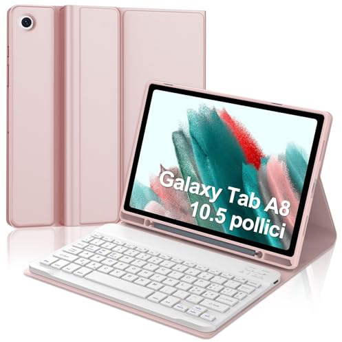 Tastatur für Samsung Galaxy Tab S9FE/S10FE 10.9, Hülle Tastatur Galaxy Tab S9/S10FE 2025 con Touchpad, Magnetisch Beleuchtung mit QWERTZ Keyboard für Samsung S10FE/S9FE/S9 10.9 Zoll 2025, Rosa