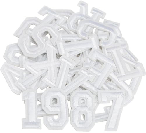 Iron on Letters and Numbers Patches for Clothes DIY Embroidered Patch A-Z, Numbers 0-9 Applique for Clothes Hats Backpacks Jackets Pants DIY Accessories (36pcs-White, 36pcs-Letter and Number)