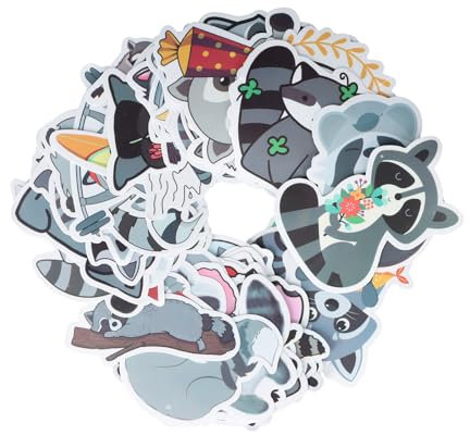 Volumoon Little Waschbär Aufkleber, 50 Stück Raccoon Aufkleber, Wasserfeste Vinyl Stickers, Cartoon Tier Aufkleber, für DIY Dekoration, Laptop, Gepäck, Kühlschrank, Skateboard (5-8,5cm)