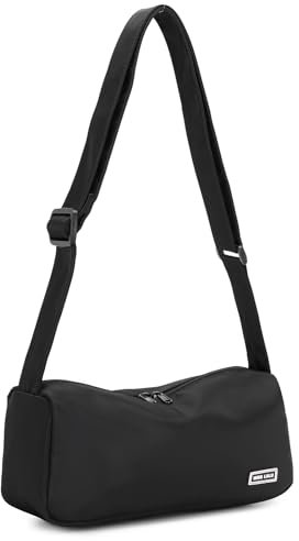 Miss Lulu Klassische Umhängetasche für Damen, Einfache Schultertasche mit Einfarbigem Design, Unisex Geräumige Bauchtaschen Hobos für den Alltag (Schwarz)