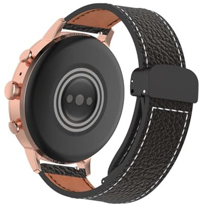 HYSDFFG Bracelet Magnétique en Cuir pour Fossil GEN 6 42mm/Gen 5E 42mm, Bracelet de Remplacement en Cuir Véritable avec Fermoir Magnétique Conçus Compatible avec Fossil GEN 6 42mm/Gen 5E 42mm (A)