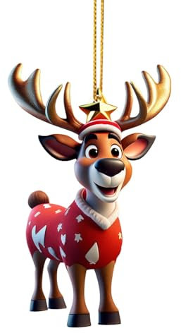Elch Weihnachtsbaum Anhänger, 2D Acryl Weihnachtsmann Christbaumschmuck, Buchstaben Weihnachtsbaumschmuck Acryl, Weihnachten Deko Geschenk, Spaß Weihnachtsanhänger Deko, Auto Weihnachtsschmuck(2-F)