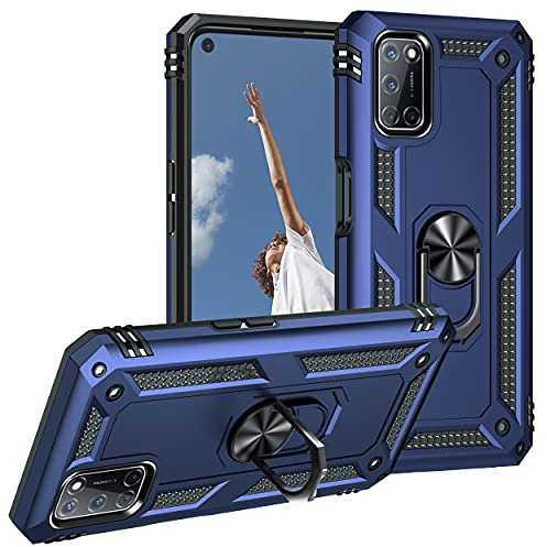 Max Power Digital Hülle für Oppo A72 / A52 / A92 Standfunktion Drehbar Ringhalter 360 Grad Case Cover Magnet Bumper Handyhülle Outdoor Hart Hardcase Mit Ring (Blau)