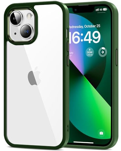 HOOMIL Cover per iPhone 13, Custodia Anti-Ingiallimento, Antiurto e Anti-Graffi, Retro Rigida Trasparente - Verde