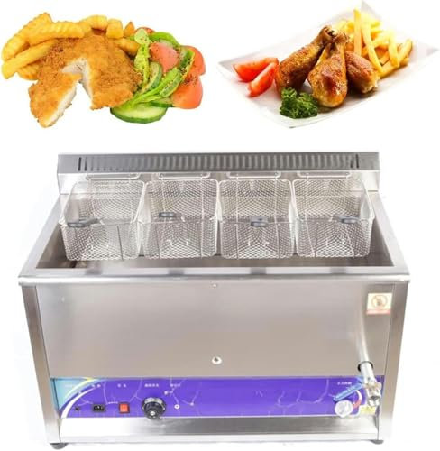 AFLEPCBRQ Friggitrice Professionale a Gas Cilindro Cestello Friggitrice da Banco Commerciale Manopola Potenzadi Fuocofriggitrice Multifunzione Riscaldamento a Gas Liquefatto Domestico,Style3