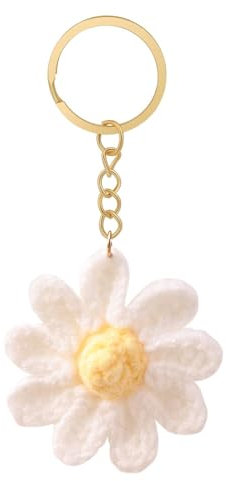 ZYJBD Schlüsselanhänger Gänseblümchen Handstricken,Handgemachter Blumen Anhänger für Taschen und Schlüssel,blumen anhänger deko, Ideal für Autoschlüssel und Taschenzubehör,Geschenk für Frauen