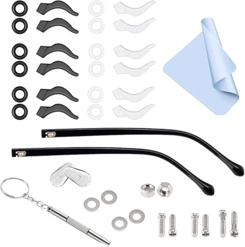 GMHLLES Spectacle Arms Replacement,Universal Eyeglass Legs,7mm×14cm with Ear Hook Grip Retainer and Cleaning Cloth,Easy to Replace,Unisex (Black)