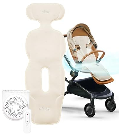 Mima Colchoneta Universal con Ventilador para Silla de Paseo y Carrito FLO Donut | Cojín Transpirable para Bebé con Sistema de Ventilación Activa | Protección contra el Calor para Verano