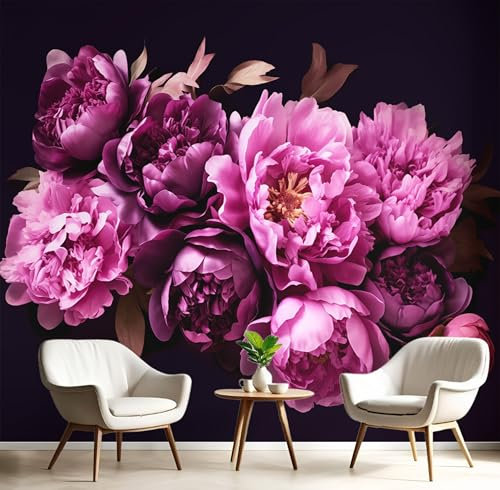 Tapete Lila Rose, 150x105cm Fototapete Elegante Blumen Wandpapier Wanddeko Wandtapete Mustertapete für Schlafzimmer Wohnzimmer, TV Hintergrund