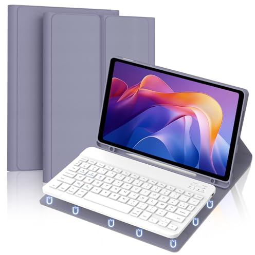 FOGARI Étui Clavier pour XIAOMI Tablet Redmi Pad 2 11 2025 /Xiaomi Redmi PadSE WiFi 11 2023 - AZERTY Français Bluetooth Magnétique Détachable, Violet