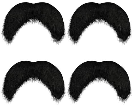 wilcractk Zum Ankleben Schnauzer Fake Bart Set Selbstklebend Schwarz 4 Stück Für Erwachsene Kinder Ideal Für Halloween Kostüm Karneval Theater Cosplay Party