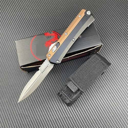 Générique Couteau pliant, lame M390 de 8.5 cm, manche en acier et aluminium, longueur totale 22,3 cm (A 04)