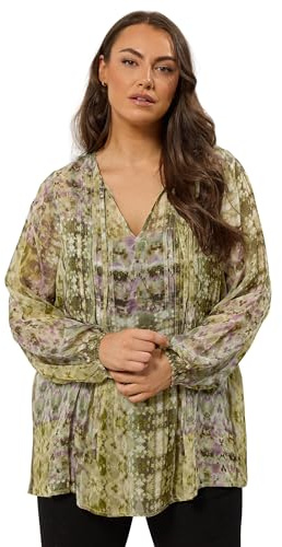EVANS Curve Mixed Print Tie Neck Blouse - Women's - Plus Size Curve