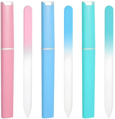 3 Stück Profi Nagelfeile,Saphir-Nagelfeilen,Nagelfeilen Naturnägel Nail File,Glas-Nagelfeilen Fingernagelfeile mit Etui,Glasfeile für Nägel,Nagelfeile Glas,Für Frauen Maniküre und Pediküre