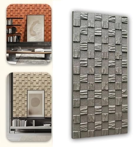 Artiz 3D-Wandpaneel im Mosaik-Design Schneidbare 3D-Wandverkleidung PU-Holzmosaik für Wohnzimmer, Lobby, Büro, Gaming-Setup Einfach zu montieren(Dunkelgrau,2PCS)