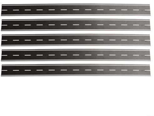 5 Pcs N Scale 1:160 Road Strips 40mm x 500mm, Black Self-Adhesive Flexible Scenery Street Marking Tape for Model Train Layouts, Trimable Railway Baseboard