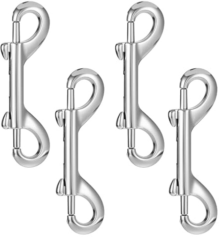 XLIUAX 4 Stück Doppelkarabiner, Doppel Karabinerhaken Silber Karabinerhaken Doppelkarabiner Zinklegierung Bolzenschnapper für Seile, Ketten, Hundeleinen, Outdoor-Aktivitäten