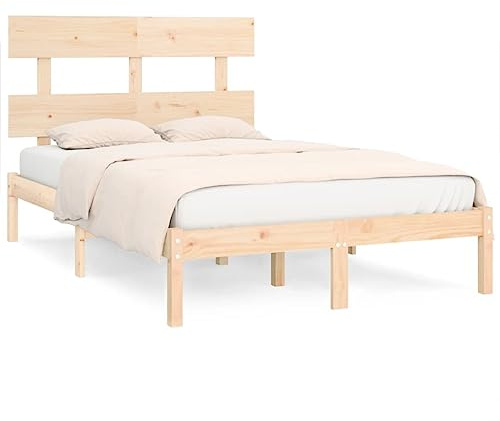 XHNIFBN Massivholzbett 150x200 Kiefer unbehandelt mit Kopfteil Modernes Zeitloses Design Robustes Bettgestell für Schlafzimmer und Gästezimmer