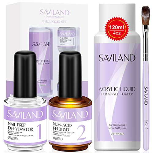 Saviland Akrylvätska för nagelset med uttorkare och primer för gelnaglar