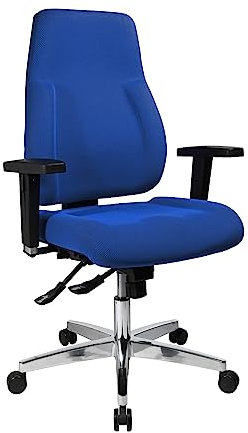 Topstar PI99GBC6 P91, Bürostuhl, Schreibtischstuhl, breiter Muldensitz, inkl. höhenverstellbare Armlehnen, Konturpolsterung, Bezug blau