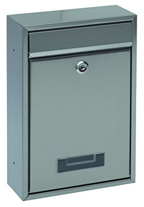 Basi 2170-0641 BK 100 Hausbriefkasten mit Namensschild, Stahl Silber