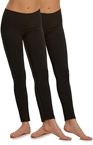Felina Cotton Modal Leggings (2-Pack) (Large, Black) - Extra Lightweight Cotton Leggings for Women - Pajama Leggings for Women - Thin Soft