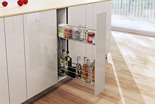 Pull Out Soft Close Wire Basket Kitchen Storage Unit 150-200 mm Variant Multi (200mm REJS, grey left)