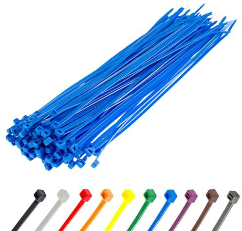 Gocableties - Collier de Serrage en Nylon - 300 mm x 4,8 mm - Bleu - Attache Câble Résistant aux UV - Serre-Câbles - Lot de 100 Pièces