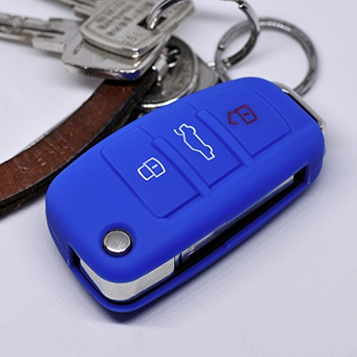 Soft Case Schutz Hülle Auto Schlüssel für Audi A1 S1 A3 S3 A6 S6 R8 Q7 Klappschlüssel Key Remote/Farbe: Dunkelblau