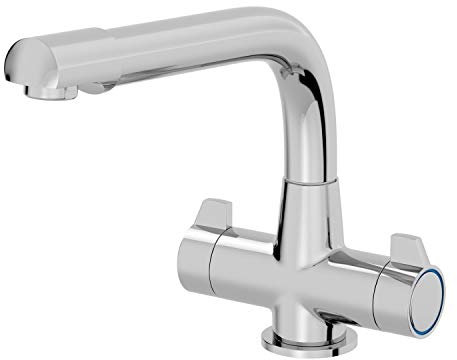 Modern Mono Kitchen Sink Mixer Tap Swivel Spout Chrome Twin Handle Control