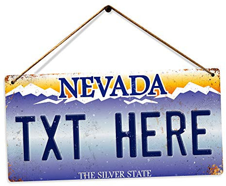 Personalised American Number Plates - Custom Nevada – Holes and Twine | Printed Metal Wall Sign Plaque Show Plate