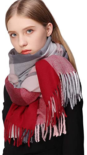 RIIQIICHY Schal Damen kariert Winter Pashmina Damenschal Winterschal Kuschelig Geschenke für Frauen Weihnachten