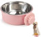 Pet Crate Bowls, Stainless Steel Dog Cage Hanging Bowl Removable Food Water Bowls for Dogs Cats Small Animals (PINK)