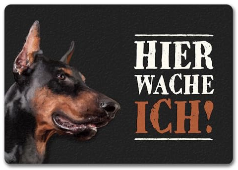 trendaffe Hier wache ich! Dobermann Fußmatte randlos mit Dobermann Motiv