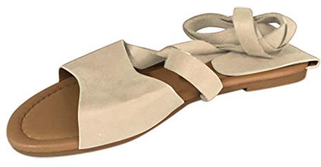 MENICY Sandalias para mujer con correa romano hueca de cuerda de cáñamo grande y plana para mujer con correa romano y cuerda de cáñamo, caqui, 37 EU