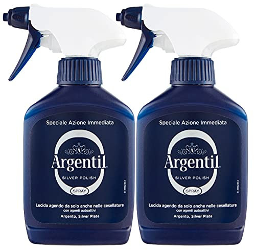 Argentil - Nettoyant spécifique pour argent spray, action de polissage et antioxydant rapide, avec agents auto-actifs, 150 ml x 2 pièces