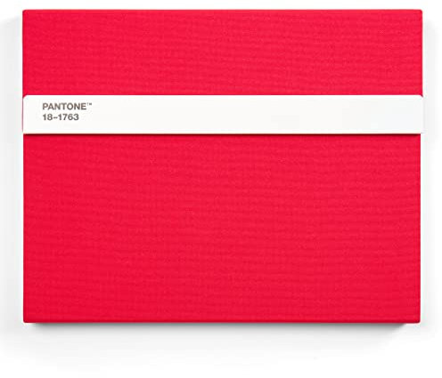 Pantone Notizbuch liniert, mit Stift und Lineal, 160 Seiten, Außenbemaßung LxBxT 240 x 190 x 20 mm, Red 18-1763