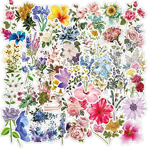 50 Stück niedliche kawaii Anime Vinyl Aufkleber sticker stickers für auto Laptop Kinder Teenager Erwachsene (Blume)