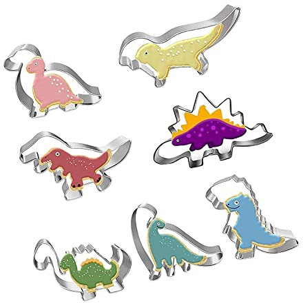 MYSUNBAR 7 Stücke Dinosaurier Ausstechformen Set, Ausstecher Set, Dino Ausstecher, DIY Werkzeuge Plätzchenform, Dinosaurier Ausstechform Backform