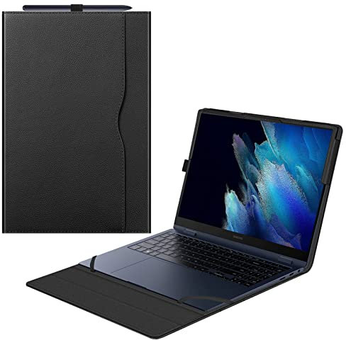 FINTIE Custodia per 15.6 Pollici Samsung Galaxy Book4 360 / Galaxy Book3 360 - Portfolio Business Cover con Tasca, Nero