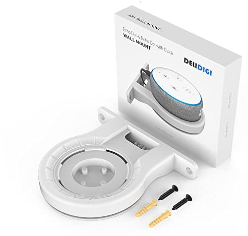Aokicase Echo Dot 3rd / 4th / 5th Wall Mount Stand Holder Accessories with Integrated Cable Management, No Screws Required, Speaker Accessories Rack (2 Pieces, White) DD96