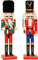 KAHEIGN 2 Pezzi Soldati Schiaccianoci di Legno, 2 Stile 30CM Figure Tradizionali dello Schiaccianoci di Natale Soldato Dipinto in Legno di Pino Premium per Casa Camino Decorazione (Tamburo & Spada)