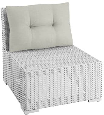 sunnypillow Polster für Gartenmöbel - Rückenkissen 70 x 40 cm für Rattanmöbel - Lounge Kissen Outdoor, wasserdicht, UV-lichtecht - Gartenpolster, Polsterauflagen auf Rattansessel, Stuhl - Ecru