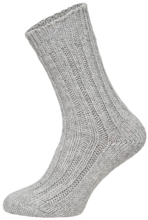 HomeOfSocks 2 Paar Alpaka Socken Herren Und Damen - Dicke Wollsocken Mit 50% Wollanteil, Natürliche Regulierung Der Fußtemperatur | Grau Gr. 47-50