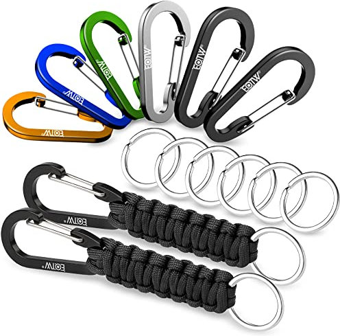 EOTW Paracord Schlüsselanhänger mit Karabiner Personalisiert Karabinerhaken D Ring Schlüsselband Schlüsselring für Motorrad Auto Camping Wandern Männer Frau Kinder (Mehrfarbig Satz)