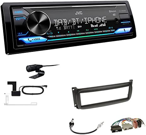 JVC KD-X482DBT 1-DIN Autoradio Media Receiver Digitalradio DAB+ Bluetooth Amazon Alexa USB Einbauset passend für Jeep Grand Cherokee 1999-2001 schwarz